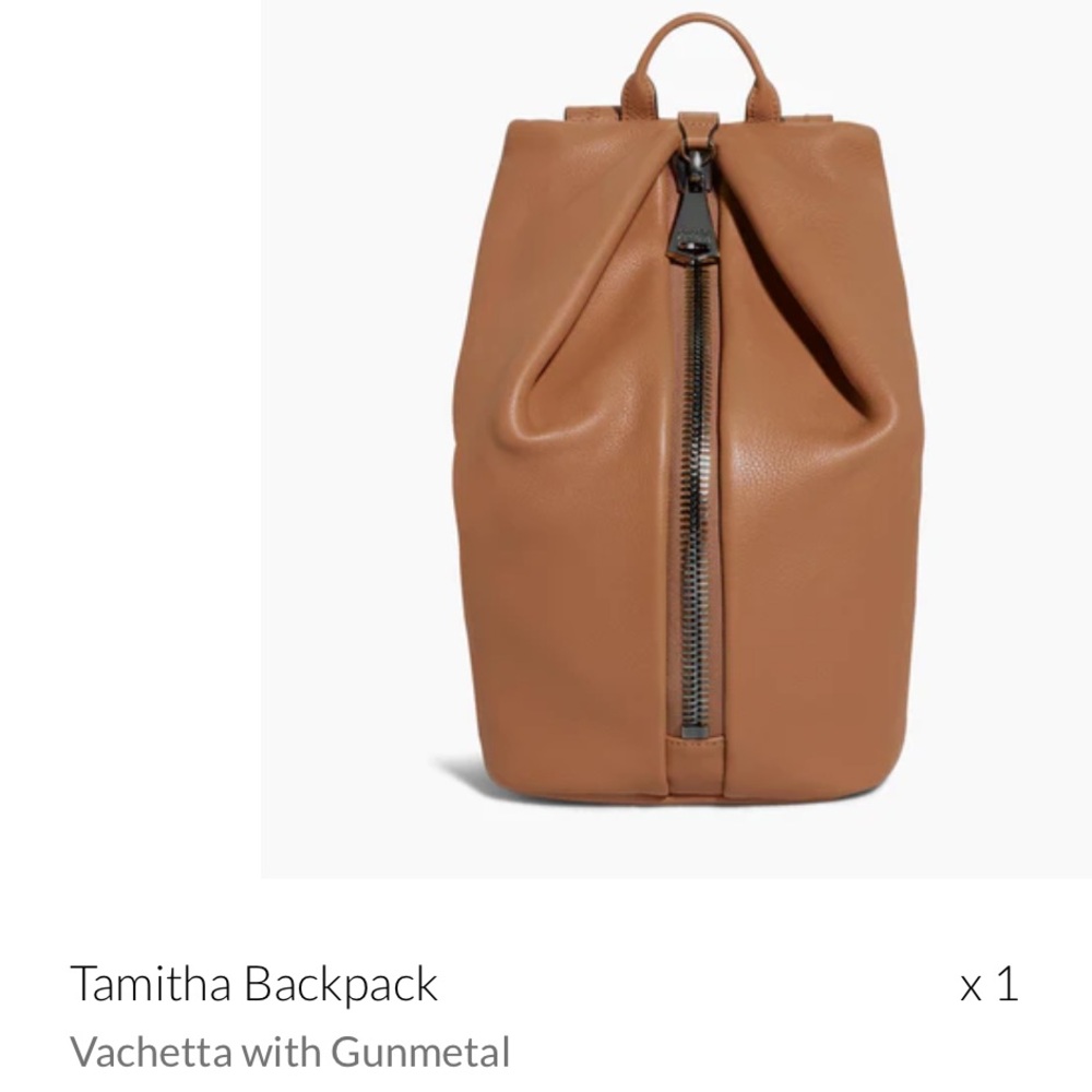 Aimee Kestenberg Tan Leather Backpack with Modern Design—Tamitha (NOT MINI Size)
